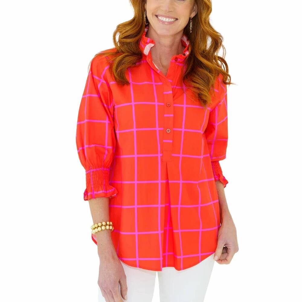 NEW CARYN LAWN kimberly park top in orange/pink